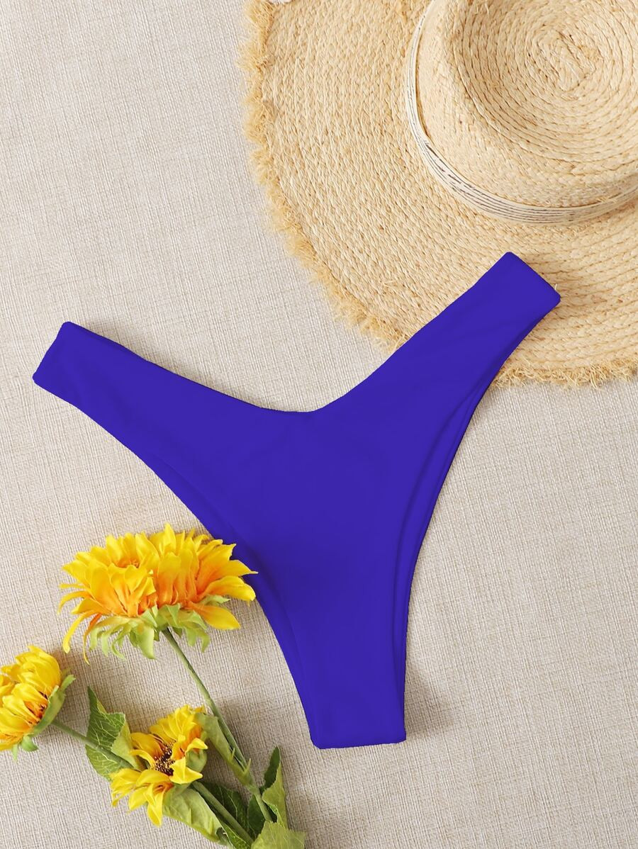 SHEIN Swim Summer Beach Solid High Cut Bikini Bottom | SHEIN