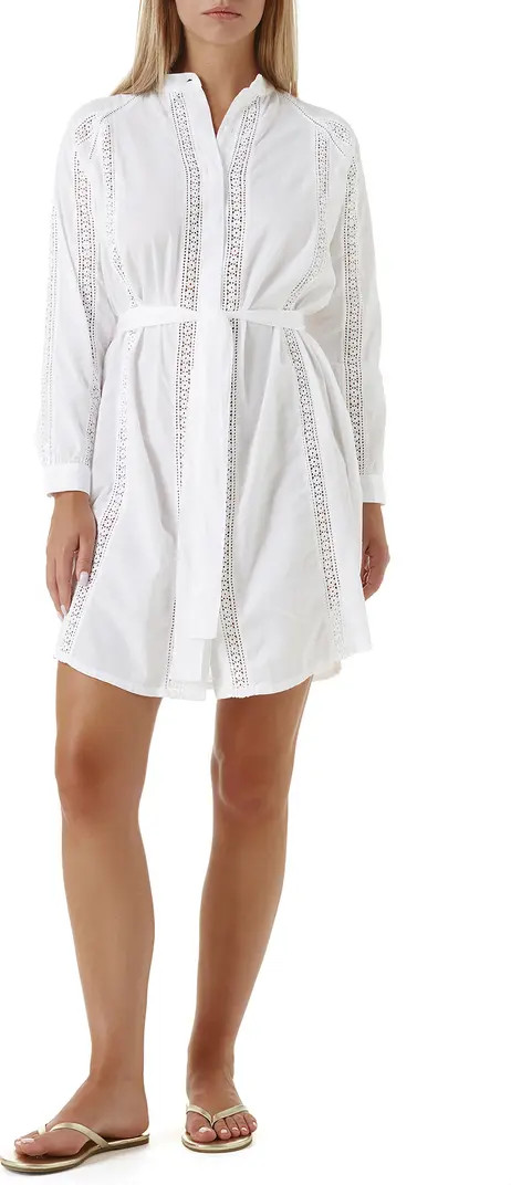 Emily Lace Inset Long Sleeve Cotton Shirtdress | Nordstrom