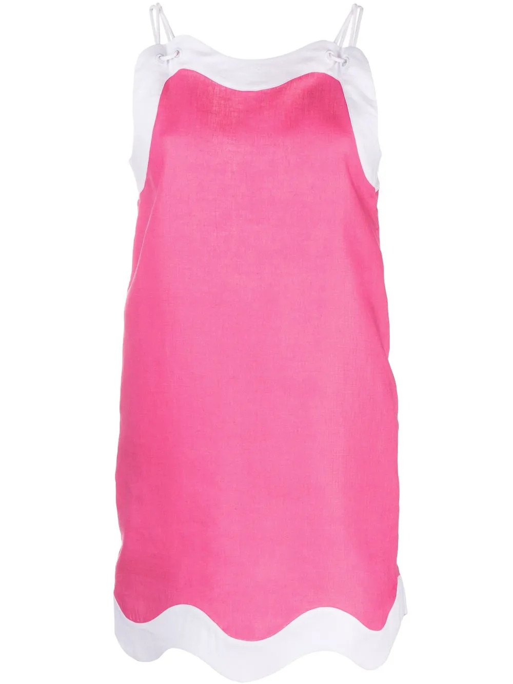 STAUD Renata Scallop Linen Dress - Farfetch | Farfetch Global