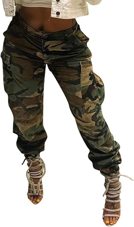 Vakkest Women's Cargo Camo Pants High Waist Slim Fit Trousers Camouflage Active Jogger Pocket Swe... | Amazon (US)