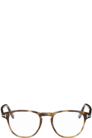 Tortoiseshell Blue Block Round Glasses | SSENSE