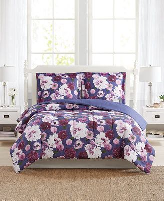 CLOSEOUT! Bloomy Reversible 3-Pc. Comforter Mini Sets, Created for Macy's | Macys (US)