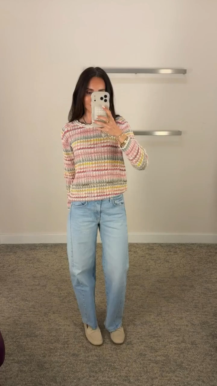 Sweater and MOTHER Zjeans on sale 🔗 wearing S in sweater , jeans run big 

#LTKSaleAlert #LTKOver40