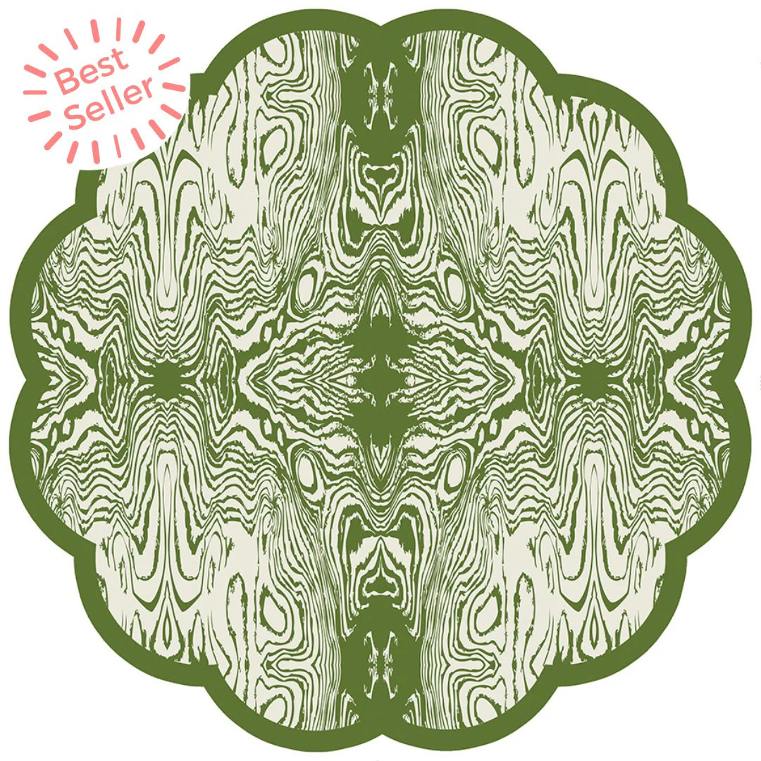 Wood x Cotton & Quill Scalloped Paper Placemats by Lucy Grymes | Lucy Grymes Designs