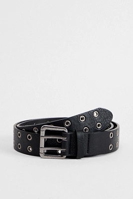 UO Black Double Eyelet Belt | Urban Outfitters UK