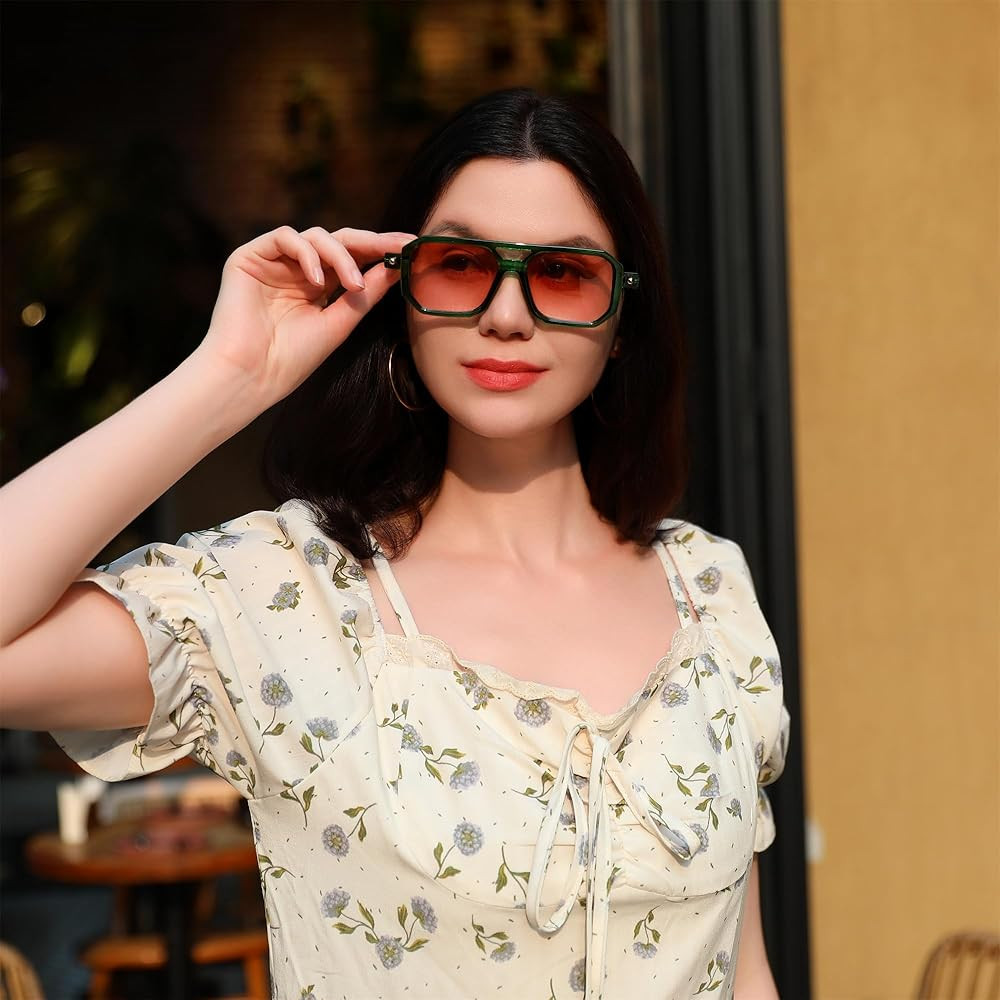 FEISEDY Vintage Square 70s Flat Aviator Sunglasses Women Men Classic Retro Stylish Frame UV400 Su... | Amazon (US)