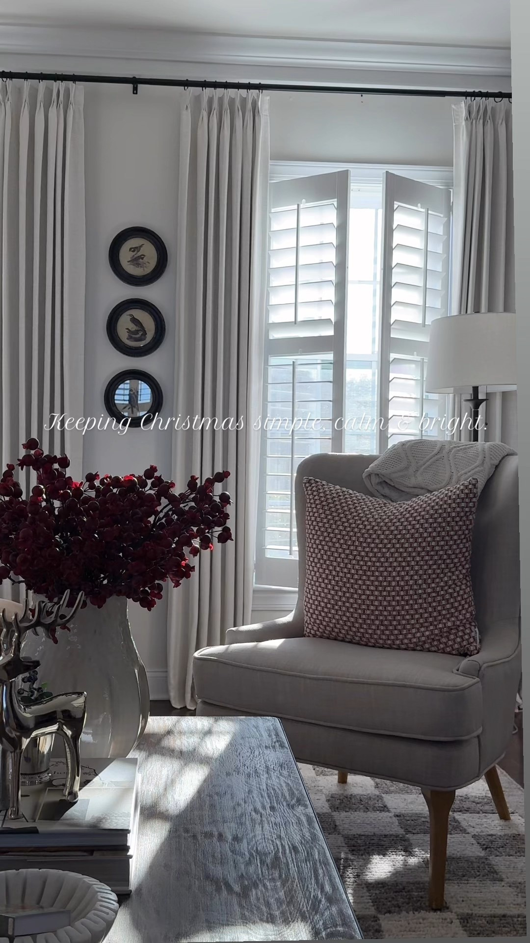 A simple Christmas with classic red and burgundy accents and beautiful holiday throw pillows.  

Fake Berry stems 
Christmas pillows
Holiday pillows
Large vase
Reindeer 
Christmas matches 


#LTKSaleAlert #LTKHome #LTKHoliday