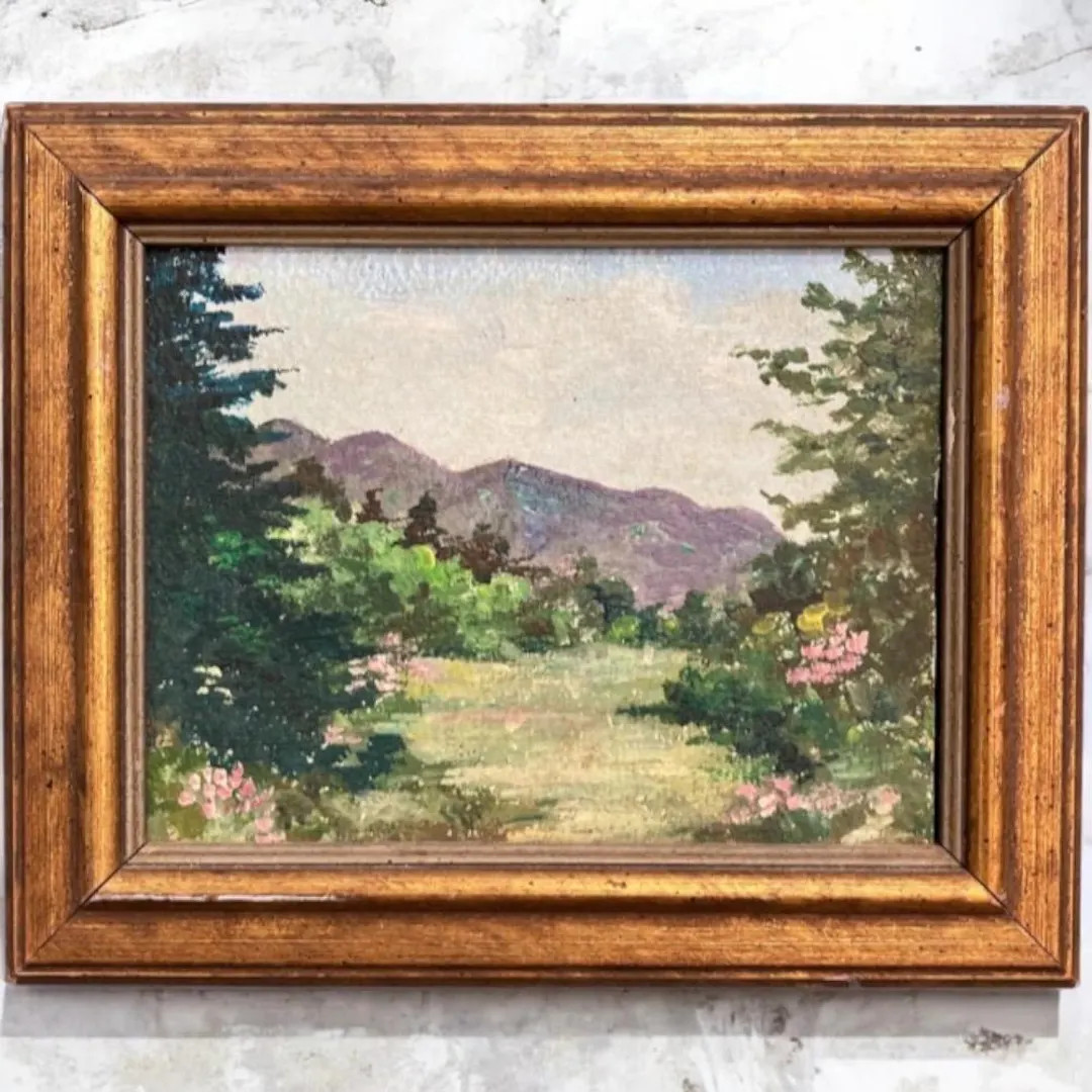 Framed Vintage Small Oil Painting: Mountain Summer Landscape, 1950s - Etsy | Etsy (US)