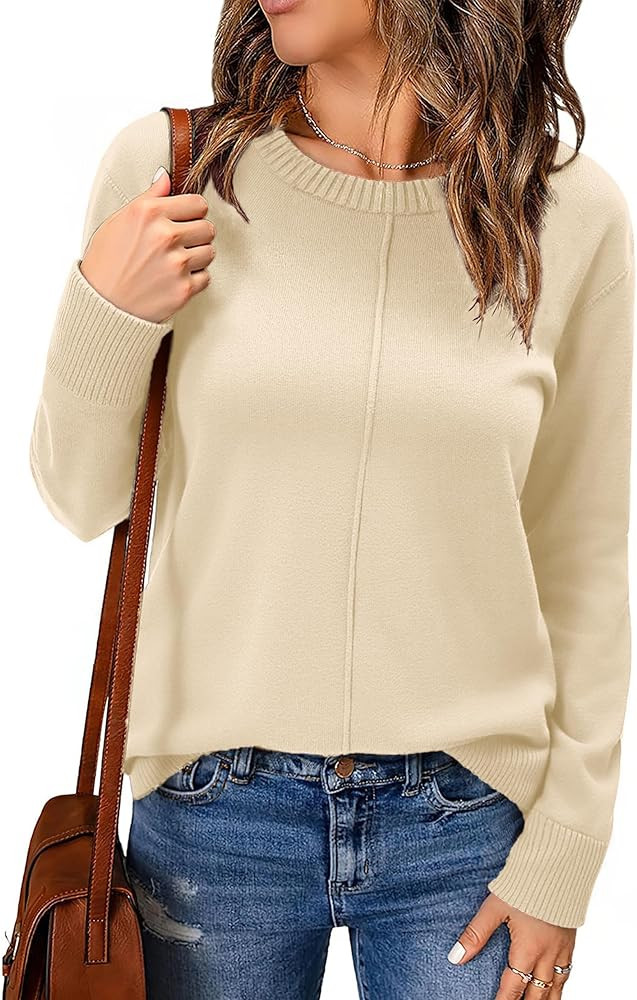 Totatuit Womens Sweater 2025 Fall Winter Casual Crew Neck Lightweight Knit Pullover Sweaters Cozy... | Amazon (US)