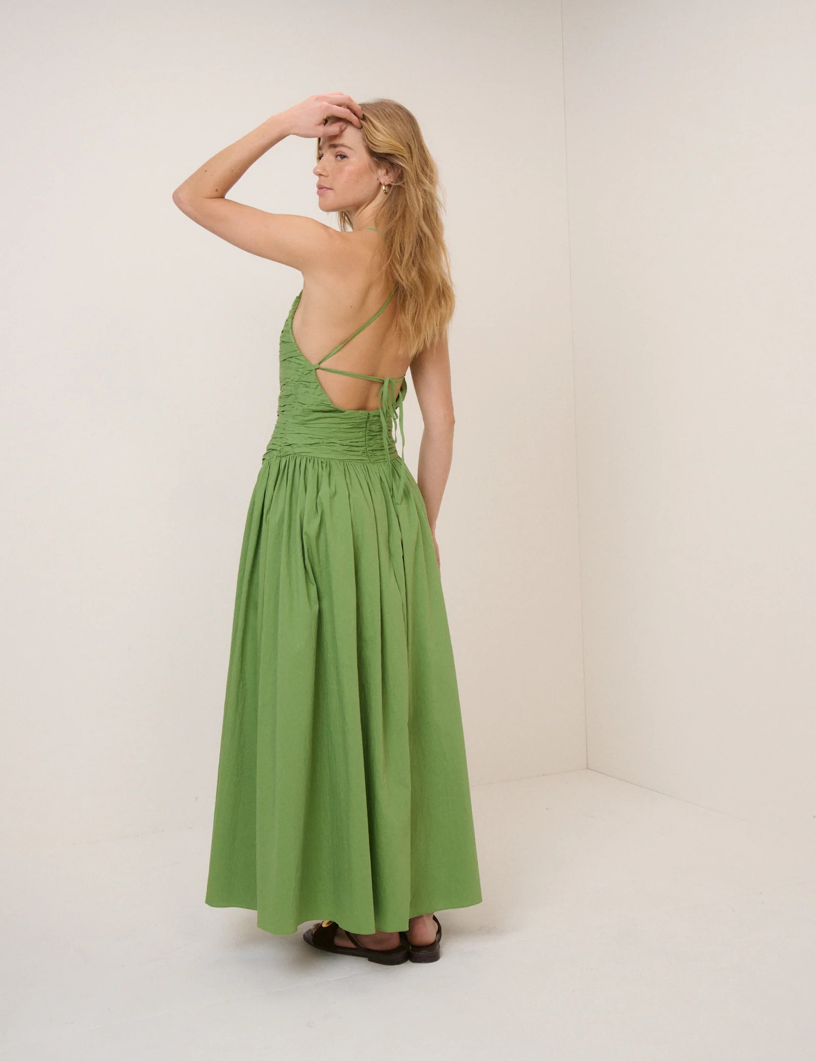 Green Pleated Rosabel Midi Dress | Nobody's Child