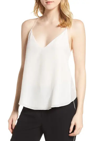 Women's Habitual Ella Split Back Silk Camisole, Size X-Small - White | Nordstrom