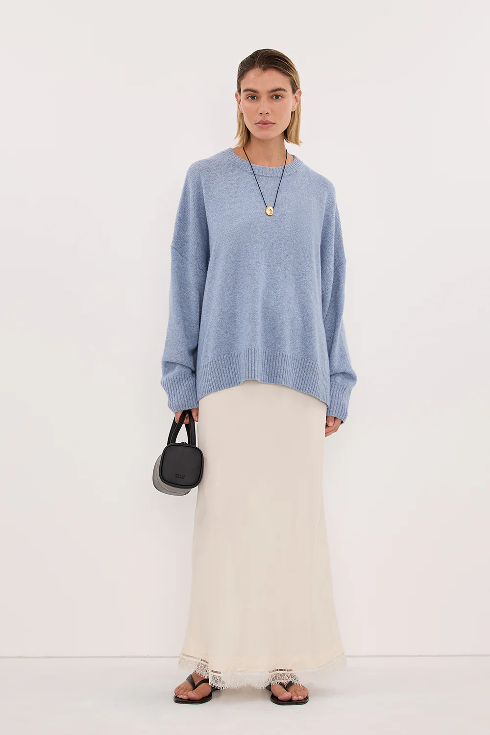 BELLA SKY BLUE CREW NECK JUMPER | DISSH