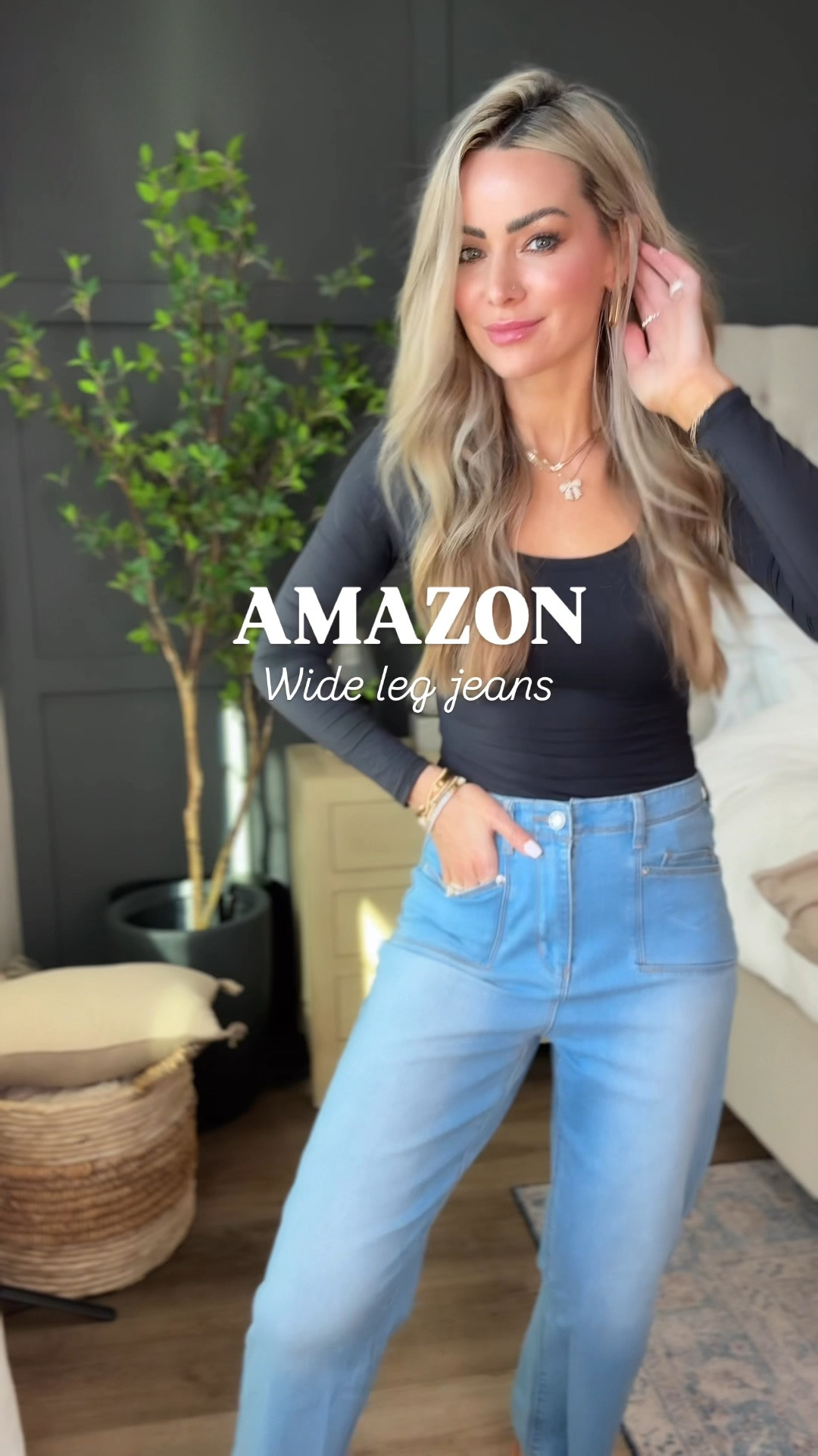 These viral wide leg jeans from Amazon are great for any of your easy outfit ideas.
I paired it with a skims look for less top that is a great basic to have in your closet. 
Threw on a cute leopard cardigan and boots.  But these jeans would also look cute with a pair of sneakers.

#LTKWatchNow #LTKFindsUnder50 #LTKSaleAlert
