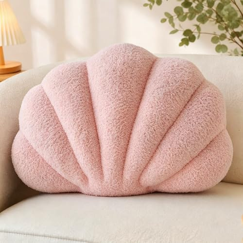 CANGHI Shell Pillow Seashell Decorative Pillow Light Pink Beachy Coastal Shell Shaped Throw Pillows 18x13 Inch Soft Ocean Beach Sea Shell Plush Pillows Cushion for Bed Couch Living Sofa Room Decor | Amazon (US)