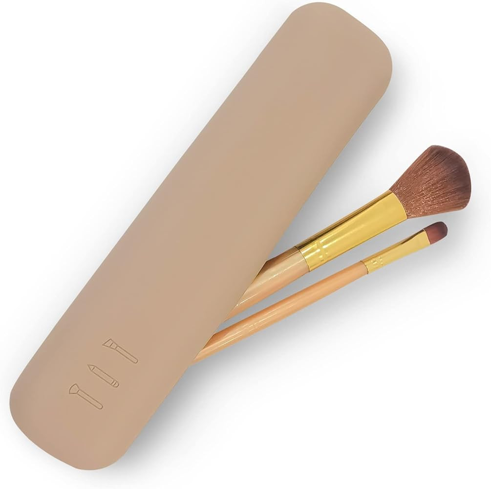 Makeup Brush Holder,Travel Organizer Bag Portable Silicon Cosmetic Bag Face Brushes Holder Soft W... | Amazon (US)