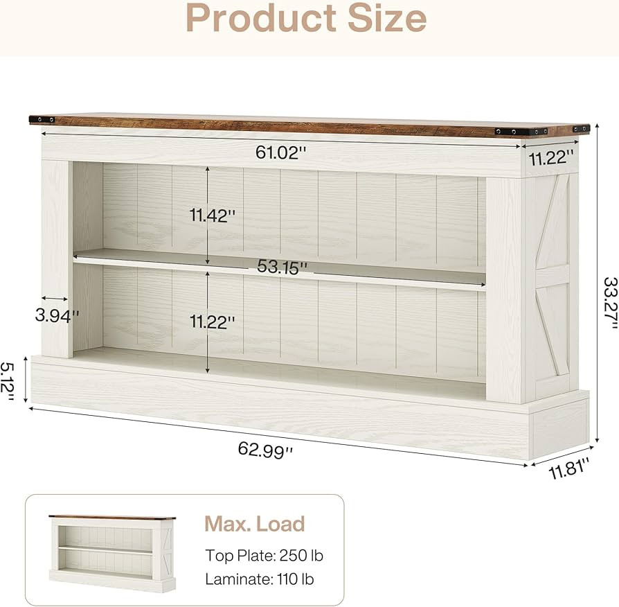 Tribesigns 63-Inch Long Console Table for Entryway, Narrow Long Entry Table with Shelves for Livi... | Amazon (US)