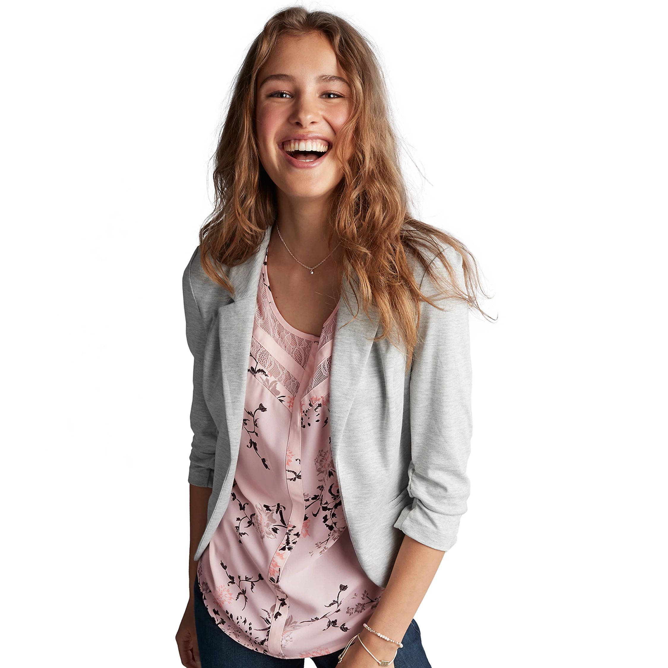 Juniors' Candie's® Ruched Sleeve Knit Blazer | Kohl's