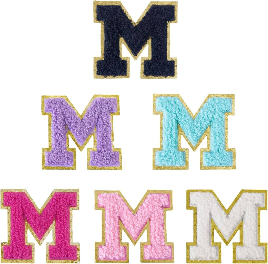 6 Pcs Self Adhesive Chenille Letter Patches for Bags, 2 inch Preppy Varsity Letter Patches for Cl... | Amazon (US)
