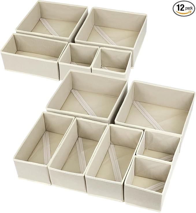 12 Pack Drawer Organizers, Drawer Dividers Storage Bins, Foldable Drawer Organizers for Clothing,... | Amazon (US)