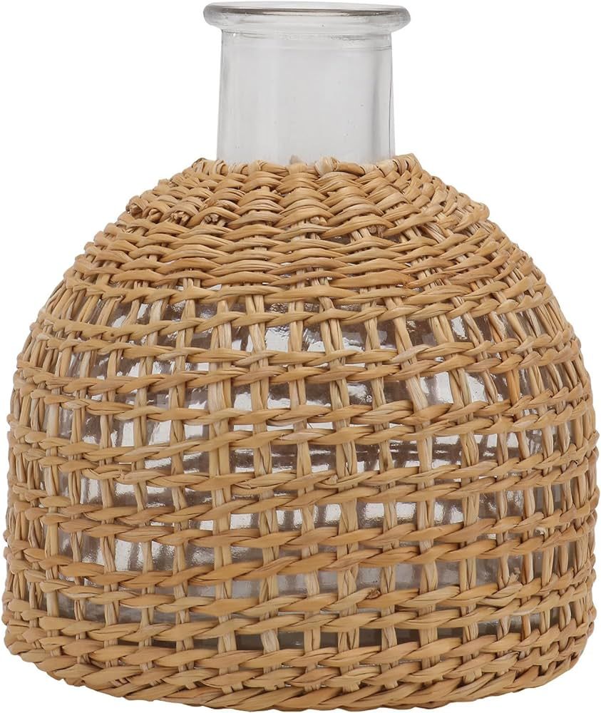 PRETYZOOM Rustic Glass Bottle Vase Farmhouse Decorative Glass Vase Rattan Wire Wrapped Flower Vas... | Amazon (US)