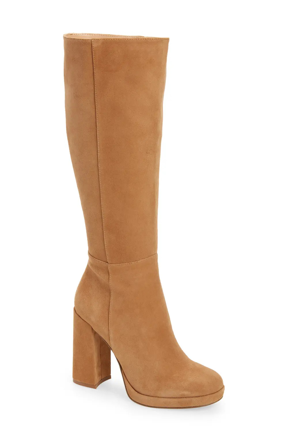 Steve Madden Marcello Block Heel Boot, Size 9.5 in Sand Suede at Nordstrom | Nordstrom Canada