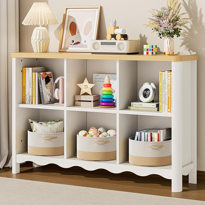 ONBRILL 6 Cube Storage Organizer Shelf, Bookshelf and Toy Storage Organizer for Kids Rooms, Small... | Amazon (US)