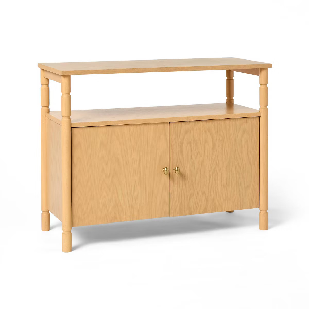 Modern Turned Wood 2 Door Cabinet Brown - Threshold™ designed with Studio McGee | Target