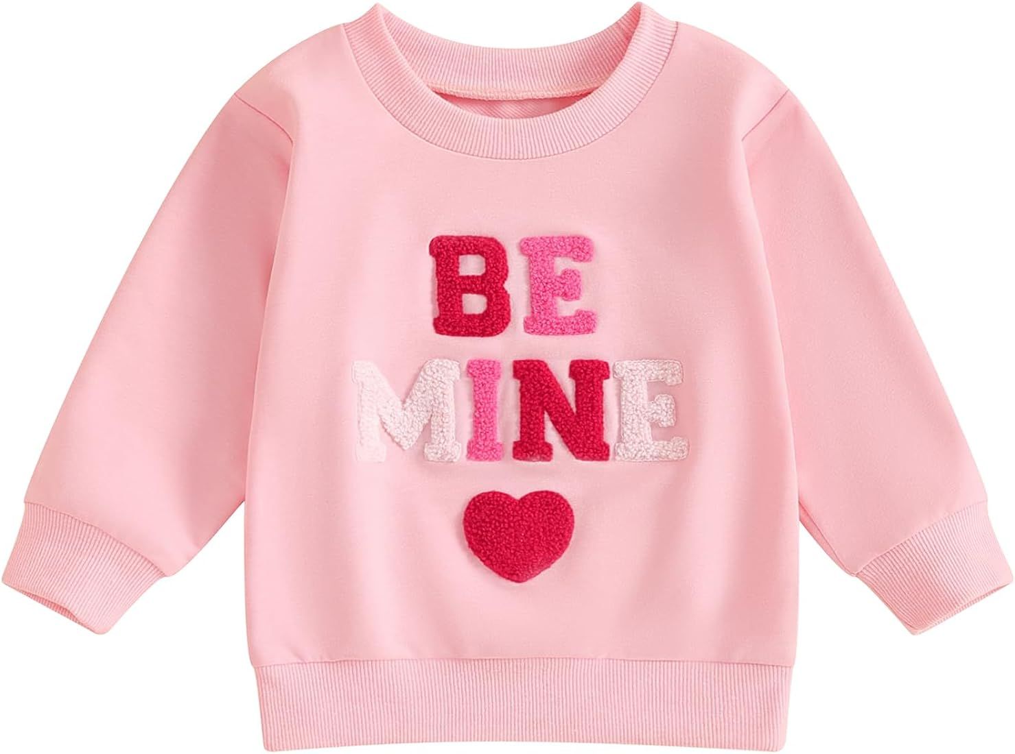 Amnnchya Valentines Day Toddler Baby Girl Outfit Be Mine Long Sleeve Sweatshirt Infant Girls Vale... | Amazon (US)