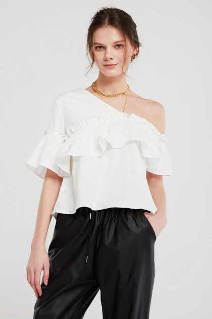 Bella Cold Shoulder Ruffled Top | Storets (Global)