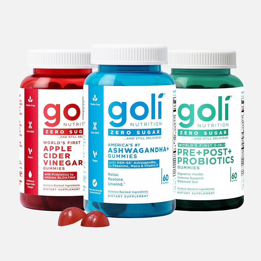Goli Zero Sugar Trio- World's First 3-in-1 Pre, Post, Probiotic, Apple Cider Vinegar with Vitamin... | Amazon (US)