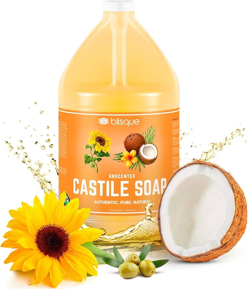 Blisque Organic Castile Soap | Unscented | Pure All Natural Moisturizing Mild Liquid Soap | Biode... | Amazon (US)