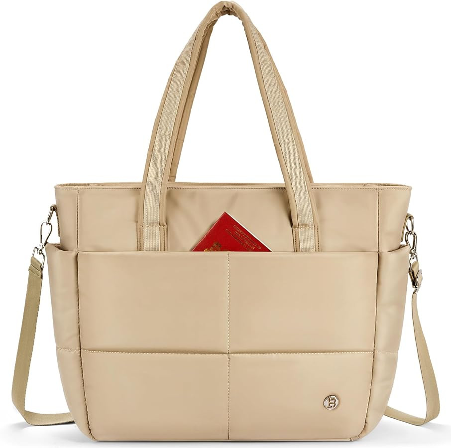 BOSTANTEN Puffer Tote Bags for Women Quilted Travel Tote Bag with Trolley Sleeve Large Laptop Nur... | Amazon (US)