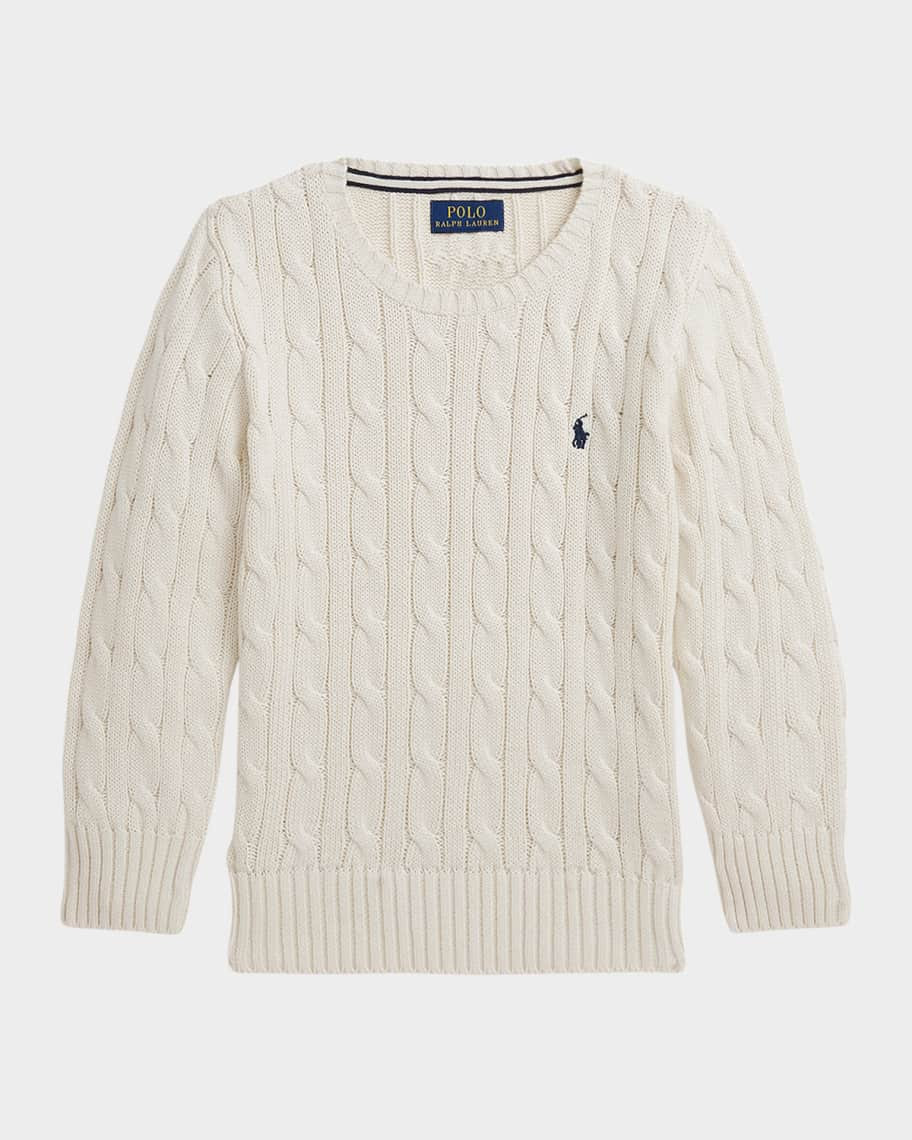Boy's Combed Cotton Cable-Knit Sweater, Size 2-7 | Neiman Marcus