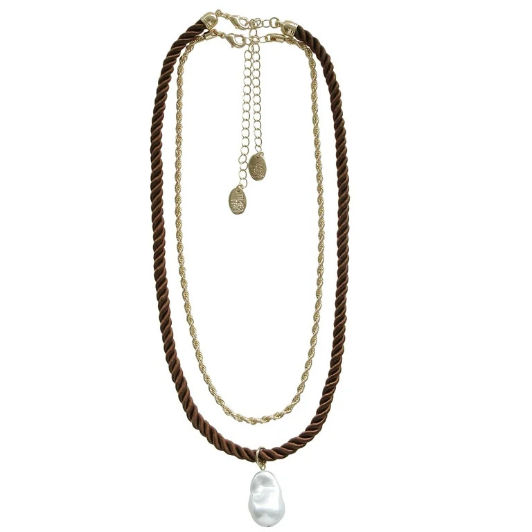 Time And Tru Women's Baroque Pearl Pandent 2 Piece Necklace Set | Walmart (US)