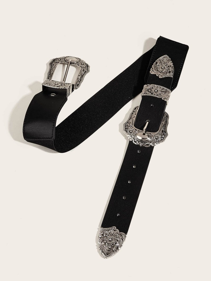 Boho 1pc Women's Western Cowgirl Style Elastic Double-Breasted Waistband Belt For Daily Wear | SHEIN