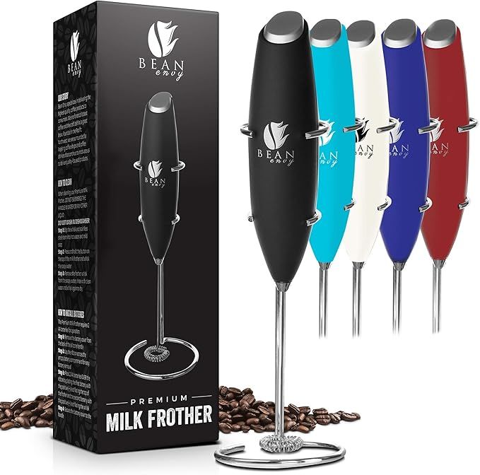 Bean Envy Milk Frother for Coffee - Handheld, Mini Electric Drink Mixer, Foamer & Frother with St... | Amazon (US)