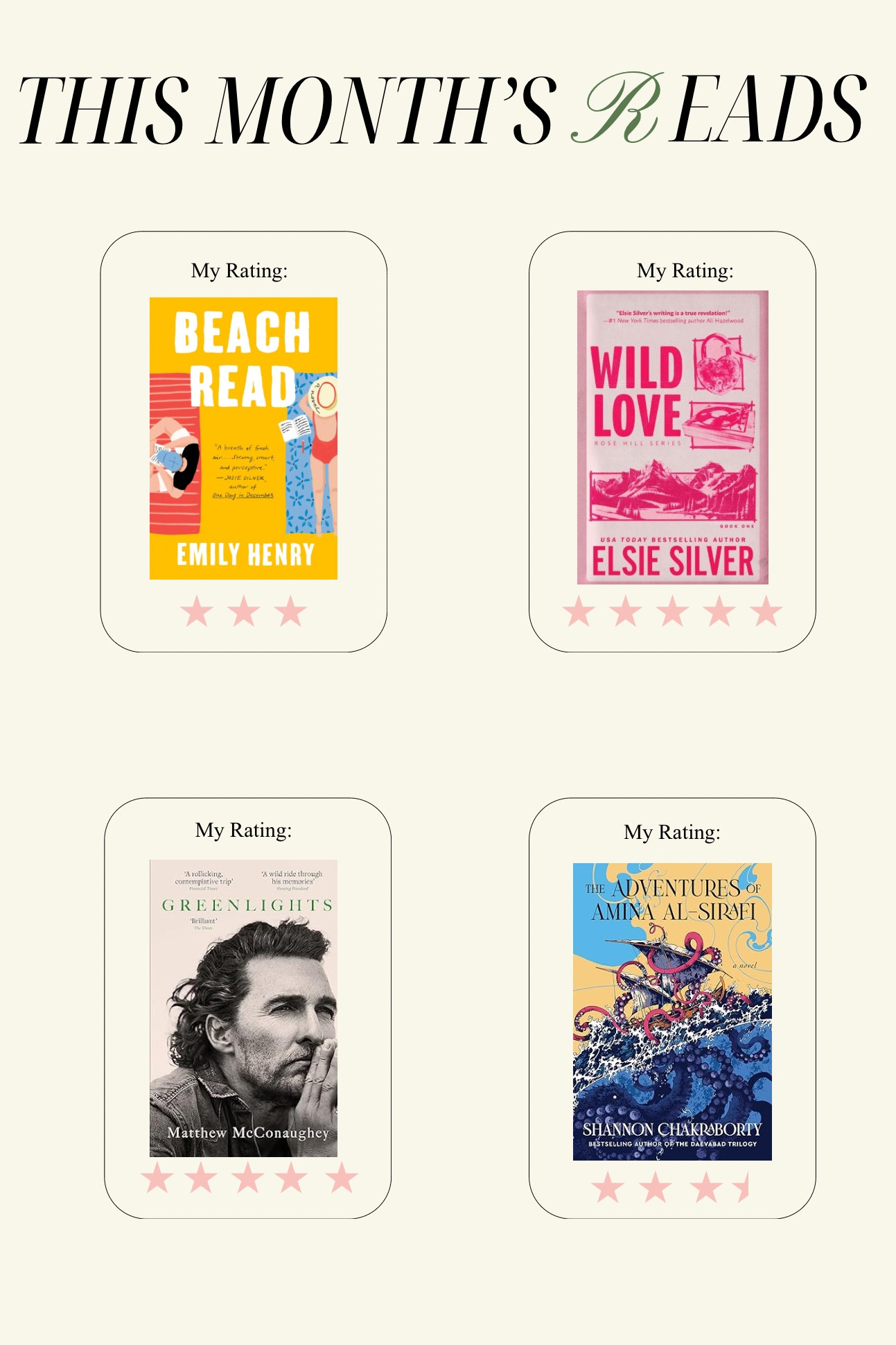 This months books


romance books, biography, amazon books, booktok, favorite books this month, beach read, what to read on the beach, cowboy romance, fantasy book, spicy romance