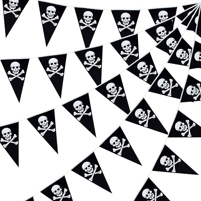 Tatuo 60 Pcs Pirate Banner Pirate Birthday Party Decorations Pirate Skull Pennant Flags Pirate Sh... | Amazon (US)