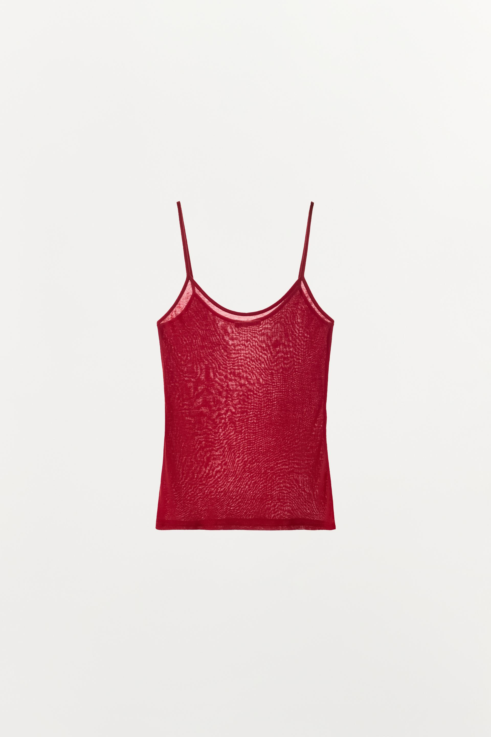 Zara - Wool-Blend Tank Top - Dark Red - M - Woman | Zara US