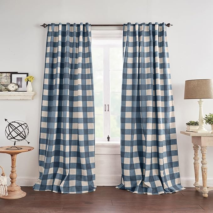 Elrene Home Fashions Farmhouse Living Grainger Buffalo-Check Blackout Window Curtain, Living Room... | Amazon (US)