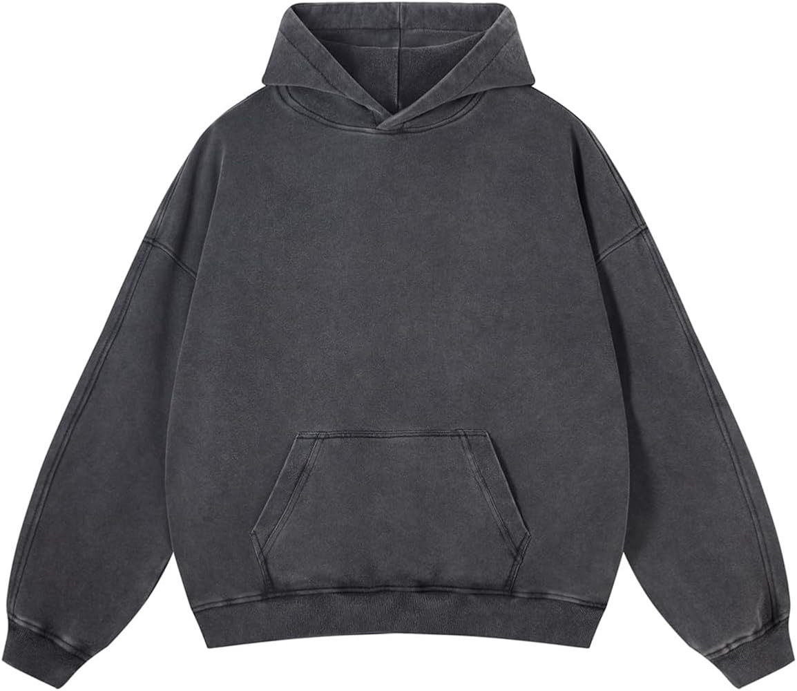 Mens Oversized Hoodies Pullover Women Fall Acid Wash Plain Preppy Hoodie Streetwear Cotton Vintag... | Amazon (US)
