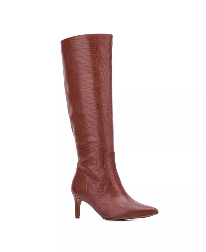 Women's Piper- lizard Embossed Kitten Heel Boots | Macy's