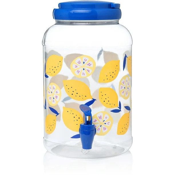 Mainstays Clear Plastic Beverage Dispenser Lemon - 1.2 gal | Walmart (US)