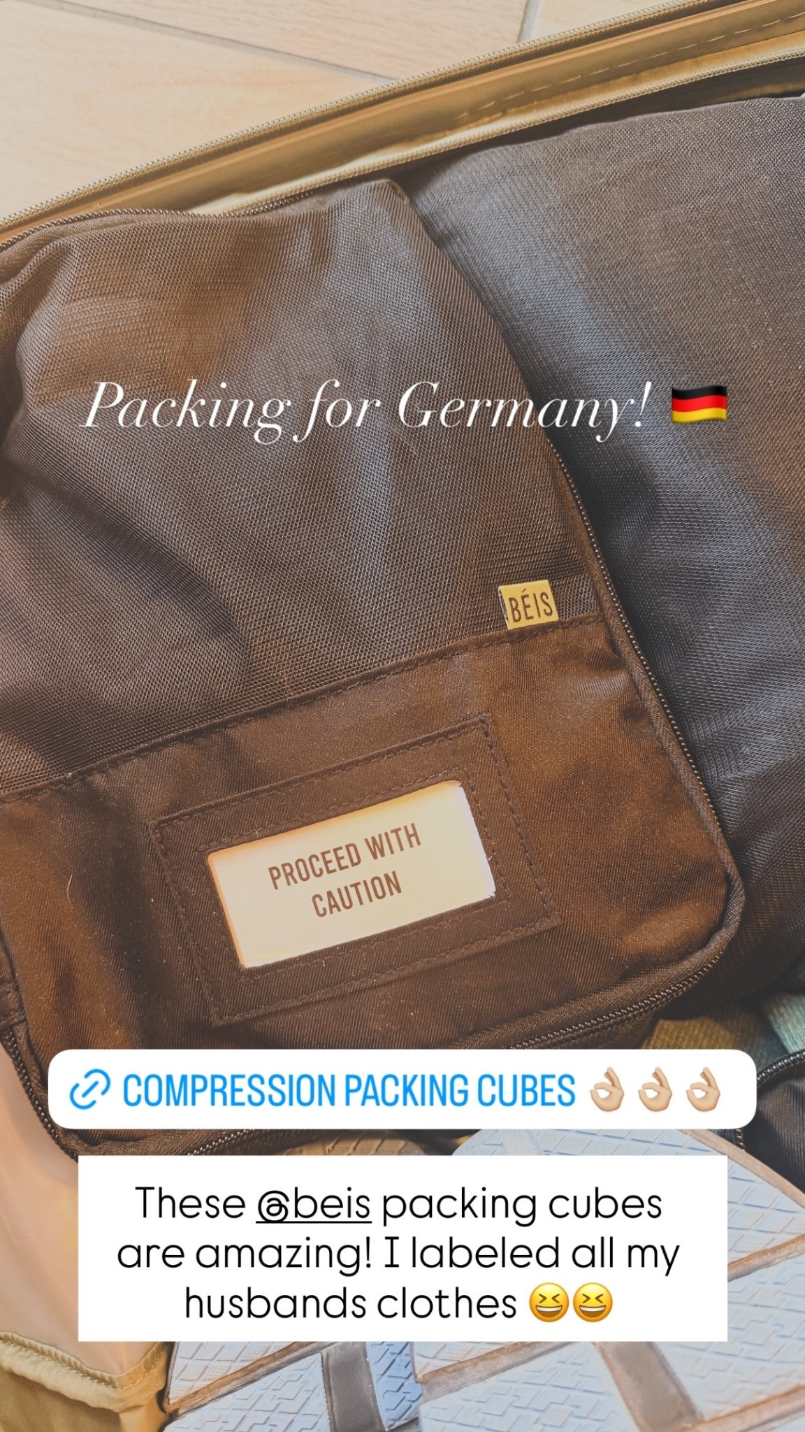 These Beis packing cubes are amazing! I labeled all my husbands clothes 😆😆 Packing for Germany! 🇩🇪

#LTKTravel #LTKmomlife #LTKdayinmylife