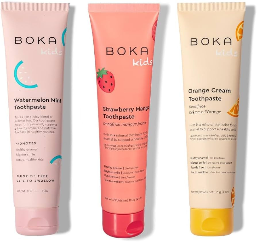 Boka Fluoride Free Toothpaste Nano Hydroxyapatite Toothpaste - Orange Cream, Watermelon Mint, Str... | Amazon (US)