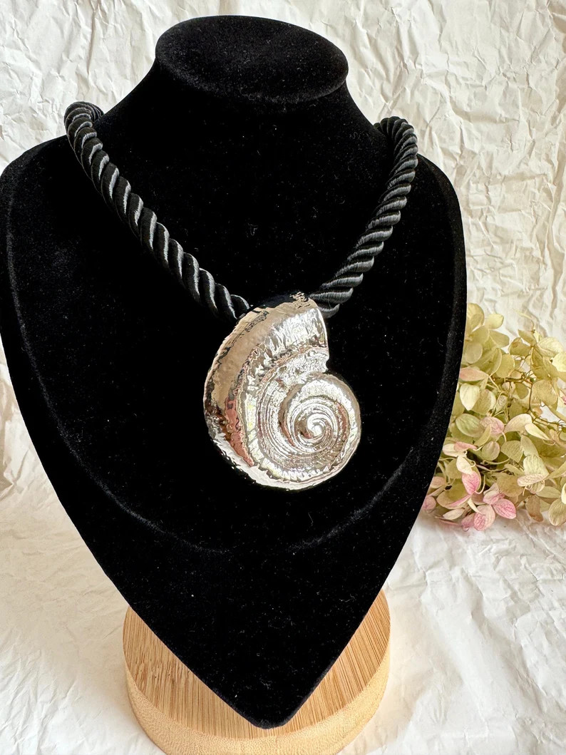 Nautilus Silver Necklace/ Conch Chocker/ Shell Necklace 17 With Extend/ Trendy Sea Shell Necklace... | Etsy (US)