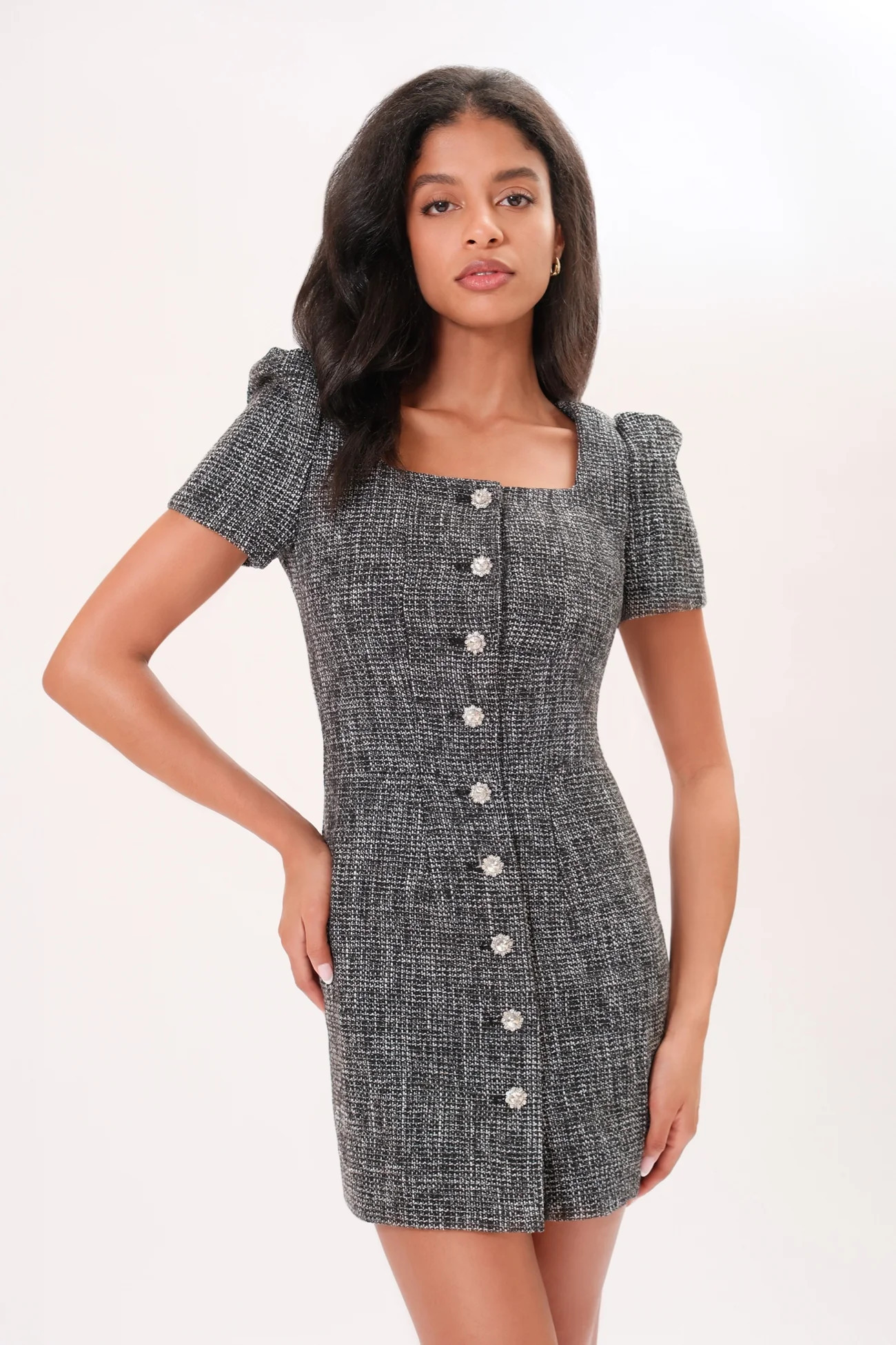 AMELIE TWEED DRESS (BLACK OPAL) | CHLOE COLETTE