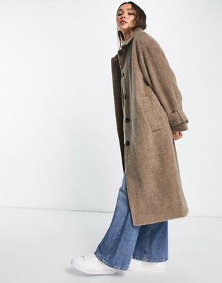 ASOS DESIGN oversized brushed boyfriend coat in mushroom | ASOS | ASOS (Global)