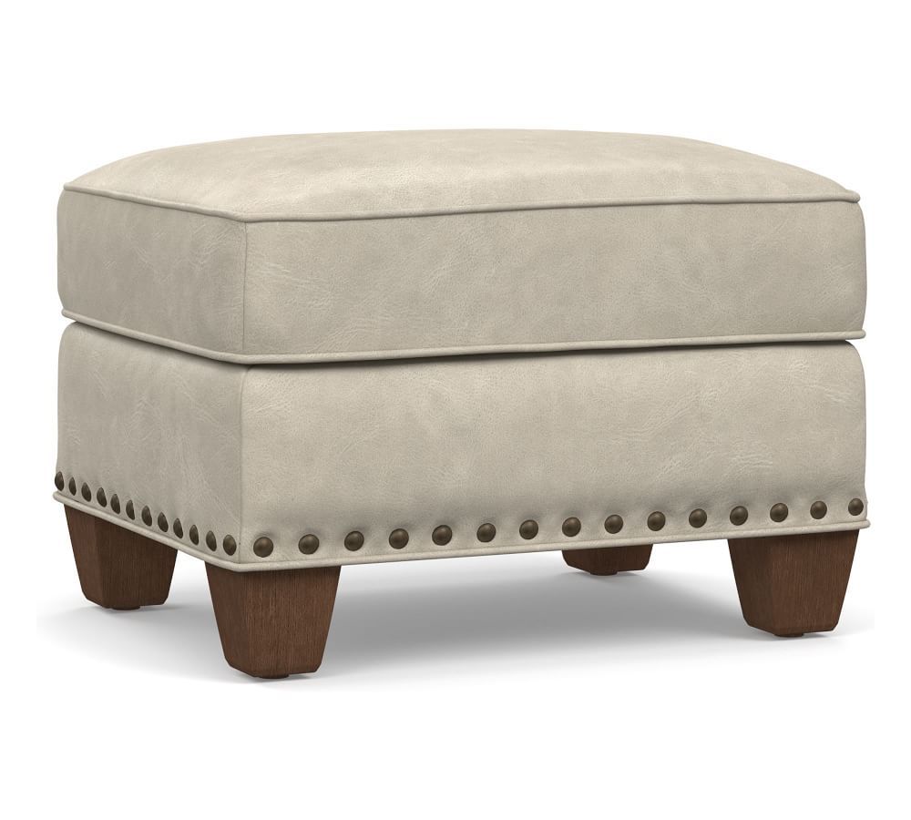 Irving Leather Storage Ottoman with Nailheads | Pottery Barn (US)