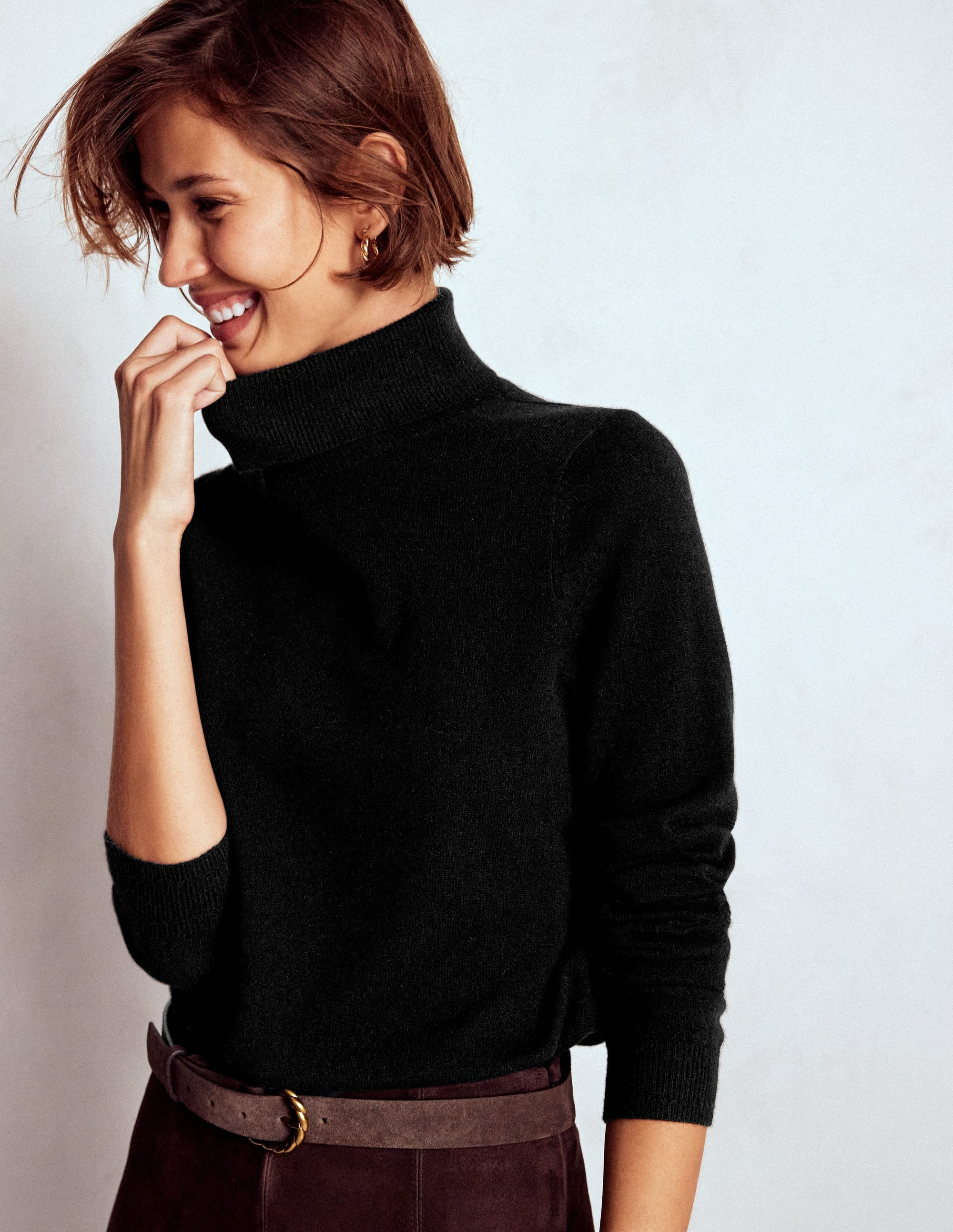 Emilia Roll Neck Sweater-Black | Boden (US)